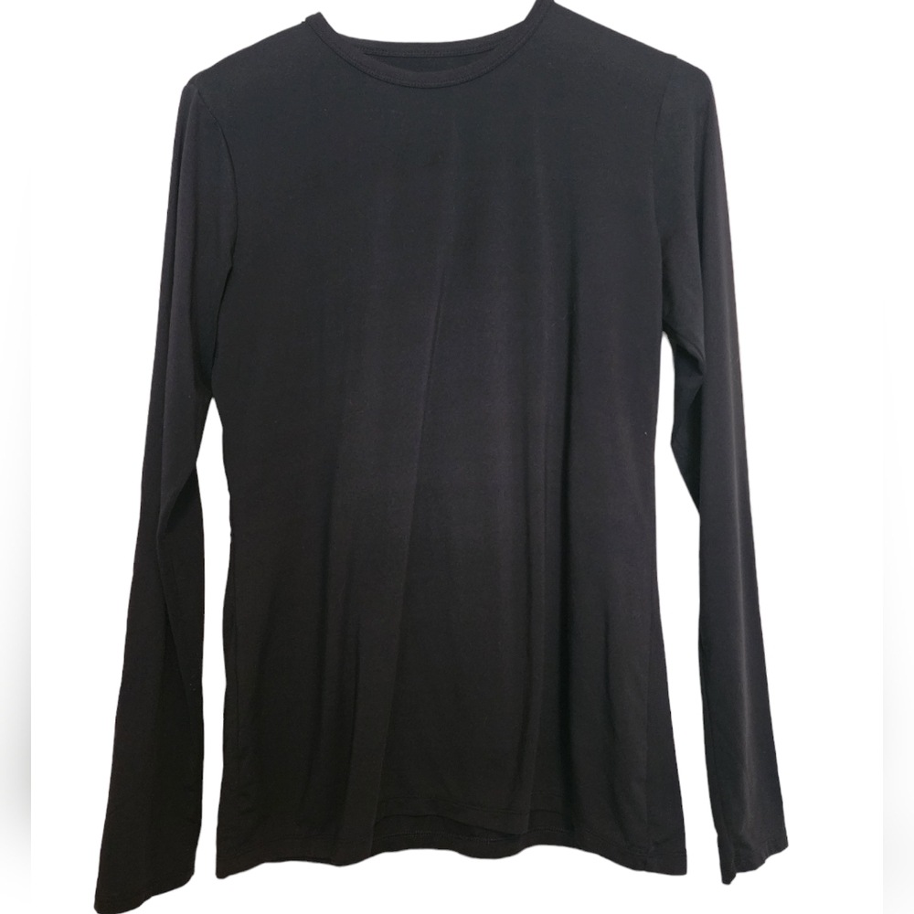 Cuddl Duds Black Stretch Long Sleeve Crew Neck Shirt Size Medium